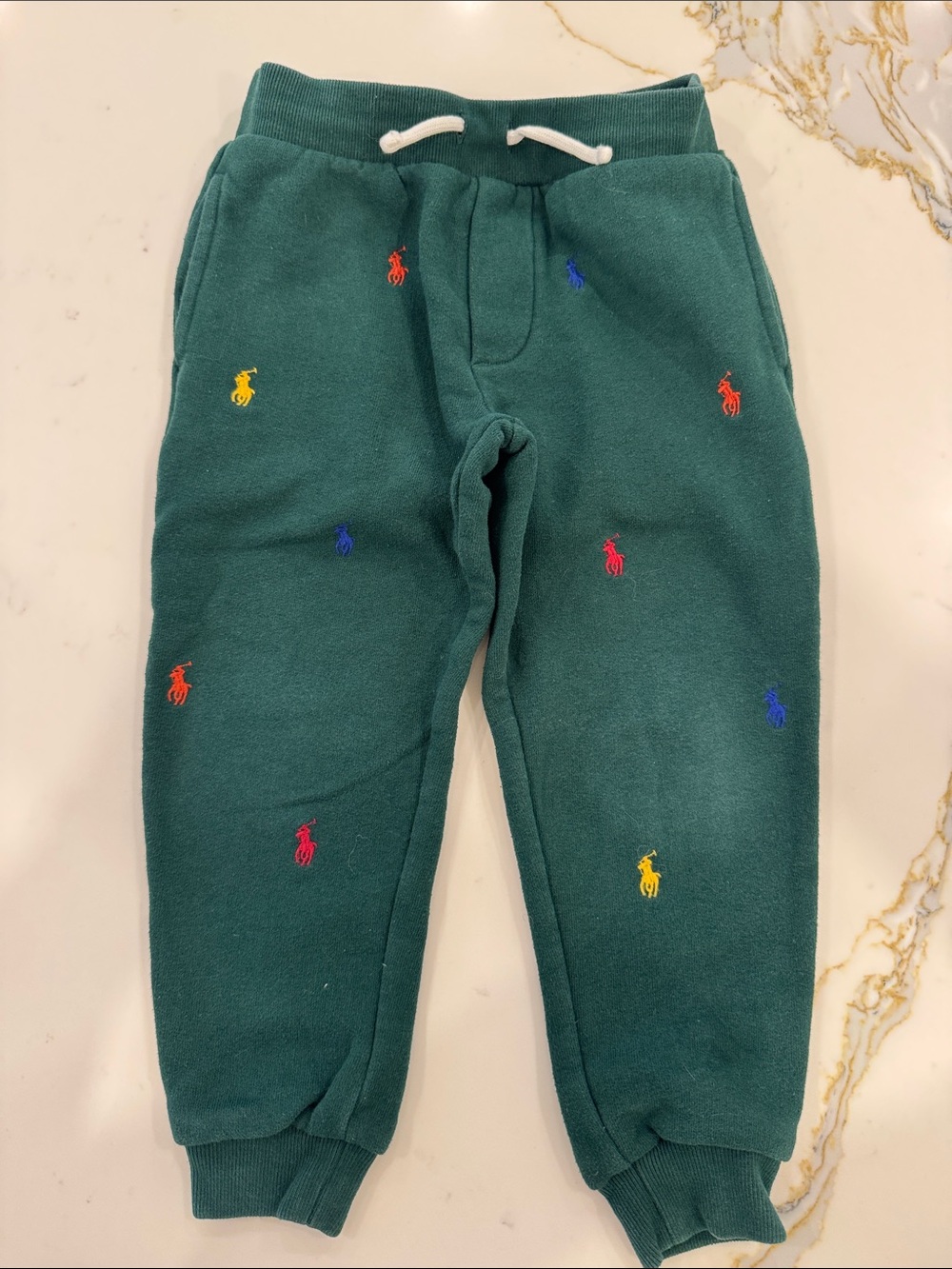 Polo by Ralph Lauren Dark Green Joggers with Multicolor Pony Embroidery